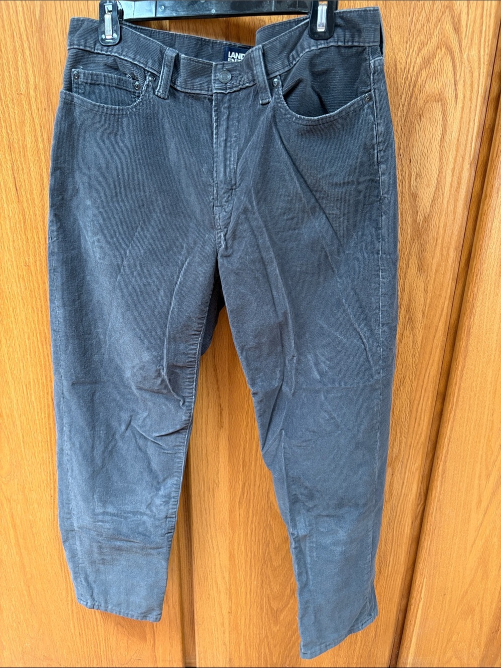 Lands' End Men's Traditional Fit Washed 5-Pocket Corduroy Pants Grey 33